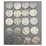 20 Silver half dollars; dates include: 1962,