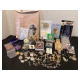 Religious Jewelry, pins, cross pendants,