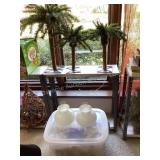 Palm Tree Decor, Metal Shelf, Tote of Christmas &