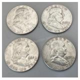 Four 1963 Franklin half dollars