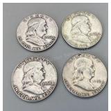 Four 1952 Franklin half dollars