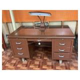 Shaw Walker MCM brown metal Dow desk with key &