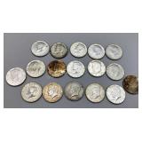 Seventeen 1967 Kennedy Half Dollars