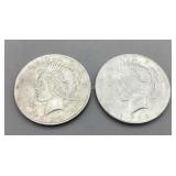 Two 1922 Peace Silver Dollars