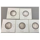 Five Barber Quarters
