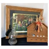"Old Time Service" picture, barn peg rack &