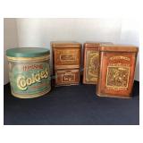5 Vintage Storage Tins