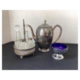 Coffee Pot, Cruet Set & Pedestal Bowl
