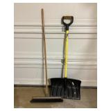 Push broom & snow shovel