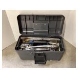 17" plastic toolbox & contents