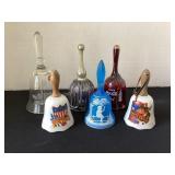 Six collectible glass bells