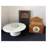 Cake plate, vintage recipe book & recipe box