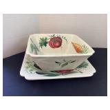 Large Hand Painted Italy Serving Bowl & Platter