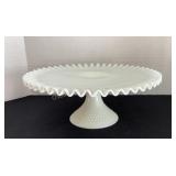 Milk Glass Cake Plate, 12 1/2x4 1/2' tall