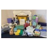 NOS Avon; beach towel, perfume samples, gym bag,