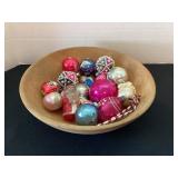 12' Parish butter bowl of vintage ornaments