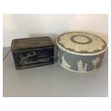Justrite dustless chalk tin & tin of seashells