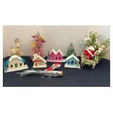 Vintage Christmas Decor, Japan cardboard houses,