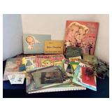 Vintage Ephemera, Paper Dolls, old eye glasses,