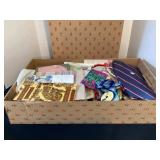 Box of vintage wrapping, ribbon & more