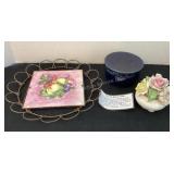 Trivet, stoneware butter keeper & bone china