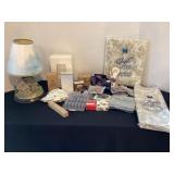 Thomas Kinkade lamp, Avon sample products,