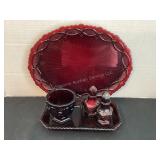 Avon Cape Cod red platter, divided dish,