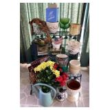 Metal plant stand & contents