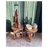 2 wood plant stands & decor