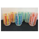 Colorful stripped 4 1/2' glasses, glass