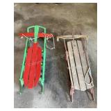 2 vintage snow sleds