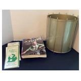 MCM trash can, maps & vintage catalogs