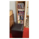 Storage Ottoman & Media Shelf with contents