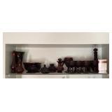 Shelf of Avon Cape Cod Red Dishes