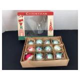 Box of vintage Christmas ornaments