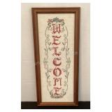 "Welcome" cross stitch, 7 1/2x17"