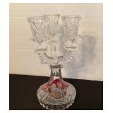 Hofbauer "Byrnes" 3 place candle holder, ruby bird