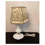 Milk Glass Lamp, 16 1/2" tall