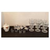Sundae glasses, monogrammed "B" napkin rings,