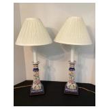 Pair of 22" Floral Lamps