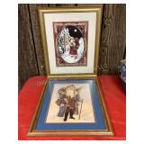 2 Old World Santa Pictures; 18 1/2x22 1/2 & 18x22"