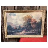 Vintage Sofa Picture in wood frame, 40x28"