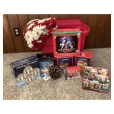 Tote of Christmas Decor & Dishes