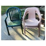 3 stacking patio chairs, plastic