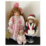 3 porcelain dolls, tallest Seymour doll is 17"