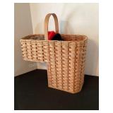 Wicker Step Basket filled with gloves
