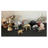 12 elephants; brass, metal, wood & more