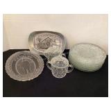 8" glass plates, sugars, platters
