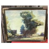 Vintage wood framed picture, 27 1/2x22 1/2"