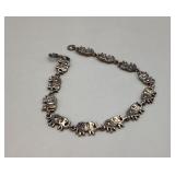 Sterling elephant bracelet, stamped 925